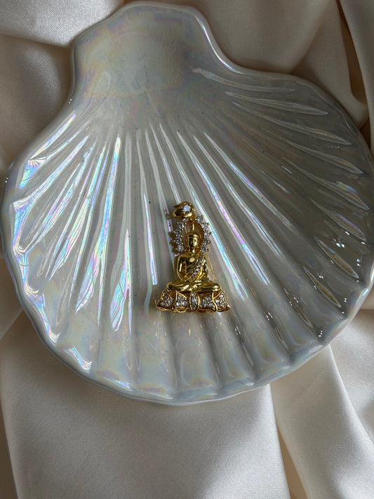 Gold Zircon Buddha Pendant